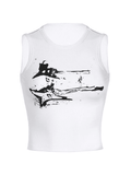 Guitar Ribbed Cropped Tank Top-Outfit