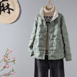 Autumn And Winter New Standing Collar Recreational White Duck Velvet Thin Pressure Glue Down Jacket Female Short Money Loose All-Match Coat Tide-Outfit