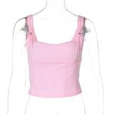 Pink Strappy Crop Top-Outfit