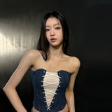 New Women's Fashion Lace Cross-Tie Design For Autumn Denim