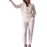 Fongt 2025 New Solid Color Strand Hooded Zip-Up Jacket Casual Home Set