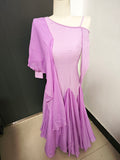 2024 Summer Modern Dance Dress New Custom Oblique Shoulder Floating Sleeve Ballroom Competition Waltz Dresses TH2796-Outfit
