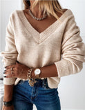 Fongt Fall / Winter 2023 Women's Long-Sleeved V-Neck Loose Knit