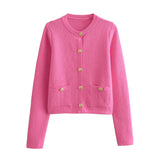 Fongt 2025 New Women's Button Knitted Jacket Little Scented Women's Sweater E3336