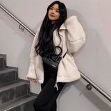Fongt Hair Women's Autumn And Winter New Women's Solid Color Lazy Wind High-Collar Coat Warm Female Coat