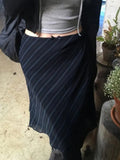 Vintage Stripe Double Layered Mesh Midi Skirt-Outfit