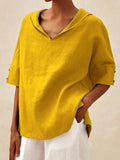 Fongt Summer New Women's Solid Cotton Loose Top T-Shirt Short Sleeves