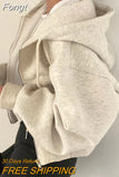 Up Hoodies Women Autumn Winter Solid Color Long Sleeve Crop Tops Oversized Sweatshirts Harajuku Korean Hooded Jackets