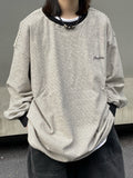 Fongt Heavy Striped Letter Embroidered Edstle Men And Women Loose Striped Round Collar Design Blouse