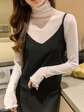 2024 Spring Summer Women's Sexy See Through Mesh Blouse Long Sleeve Transparent Turtleneck Shirt Fashion Women Tops-Outfit