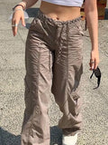 Washed Pocket Solid Cargo Pants-Outfit