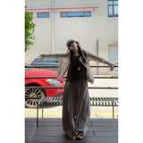 Fongt Relaxation Sling Sling Vest Top With Sunscreen Cardigan Yamamoto Slacks Three-Piece Set