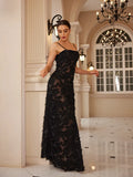 Formal Occasion Dresses Maxi Black Appliques Dresses for Dancing Parties Long Elegant and Beautiful Women Dress-Outfit