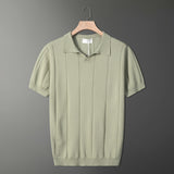Fongt Fashion Knitted T-Shirt Men's Summer Niche Breathable Short-Sleeved POLO Shirt Korean Version Of Loose Half-Sleeved Top