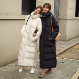 Down Cotton Jacket Female 2024 New Winter Korean Version Long To The Ankle Student Bf Loose Bread Jacket Cotton Coat-Outfit