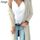 Jacket Autumn and Winter New Double Pocket Medium Length Knitted Cardigan Sweater Women Cardigan Women Knitted