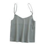 Women V Neck High Quality Satin Camis Spaghetti Strap Adjust Leeveless Silk Tank Tops 2021 Camisole
