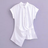 New Spring Poplin Waist Shows Thin Lace Fashion Shirt 9479048-Outfit