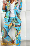 Women Office Jacket Top And Pants Print Suit Casual Office Female Pants Two Piece Set Elegant Slim Fit Long Pants Matching