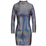 silver high collar nine points sleeve Sequin party