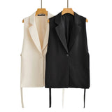 New Lace-Up Forked Vest Suit Vest In The Spring Of 2024-Outfit