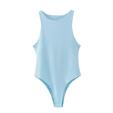 women sexy solid o neck sleeveless bodysuit big stretchy european fashion shirt playsuit