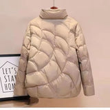 New Korean Fashion Elegant Women Padded Cotton Coats Stand Collar Single Breasted Parkas Solid Long Sleeve Warm Jackets-Outfit