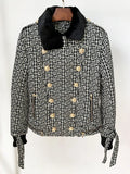 QUALITY Newest 2023 FW Designer Fashion Women's Lion Buttons Monogram Fur Collar Quilted Jacket