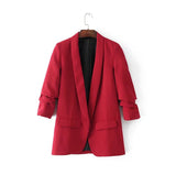 Fashionable Suit Jacket With Buckle-Free Pleated Sleeves In Spring 2024-Outfit