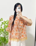 Printed Trimmed Short-Sleeved Shirt-Outfit
