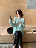 Fongt Xixi 13 Lines 2025 Spring New Ins Temperament Elegant Round-Neck Wool Knit Sweater Sweater Female 25152