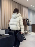 The Temperament Texture Hooded White Duck Down Down Jacket Short Jacket Female Winter Casual Fashion Puff Bread Clothing Add Thick And Versatile-Outfit
