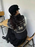 Buttoned Retro Printed Cardigan-Outfit