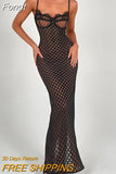 See Through Black Maxi Dress Spaghetti Strap Back Split Long Summer Dress 2023 Sexy Backless Women's Dresses for