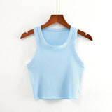 New Round Collar Solid Color Sports Short Blouse With A Slimmed Edge, A Small Vest.-Outfit