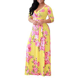Fongt Autumn And Winter Explosion Of Women's Sleeves Fat Mmv Tie Print With Waist Dress