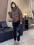 Soft Waxy Puff Down Jacket Women's Short Winter 2024 New Thick Small White Duck Down Bread Coat Tide-Outfit