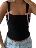 Bow Tie Cropped Tank Top-Outfit