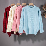 New 2021 Autumn Winter Women's Sweaters Pullovers Warm Minimalist Fashionable Elegant Knitwears Pink Tops