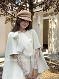 Fongt Xixi 2025 Autumn New White Standard Temperament Elegant Thousand Gold Wind Long-Sleeved Coat Cape Woman 86100