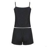 Casual Print Short Suits Summer Basic Button Patchwork Sleeveless Crop Top and Elastic Low Rise Shorts Two Piece Sets y2k-Outfit