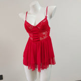 Fongt Sexy Pajamas High-End Ballet Mesh With Chest Cushion Steel To Seeto-Back Sling Skirt Suit