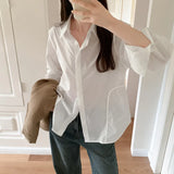 Loose Korean Cotton Long-Sleeved Shirt Women's Autumn New Style Design Shirt Casual
