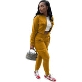 New Street Casual Women's Sweater Panel Pocket Zipper Coat Top Plush Work Pants Casual Sports Two Piece Set-Outfit