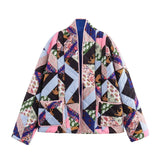 Fongt Autumn And Winter New Women's Retro Printing Loose Leisure Long Sleeve Pocket Decorative Cotton Coat