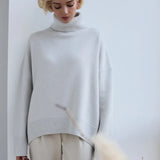 Women's Knitted Solid Turtleneck Sweater Oversize Long Sleeve Ladies Loose Pullover Tops 2022 Autumn Warm Female