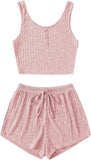 Fongt And Summer Women's Hot Style Slim Vest Shorts Set Casual Home Clothes Two Sets-Outfit