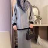 Fongt 2025 New Women's Long-Sleeved Knitting Jacket Waist Half-Dress Suit Woman