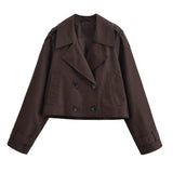 Fongt Women's Clothing Explosion Fashion Casual Street Collar Short Wind Coat