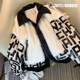 Winter New French Style Brand Short Warm Chic Fur Lamb Wool Coat Pu Patchwork Zipper Pocket Outwear Chaqueta Mujer-Outfit